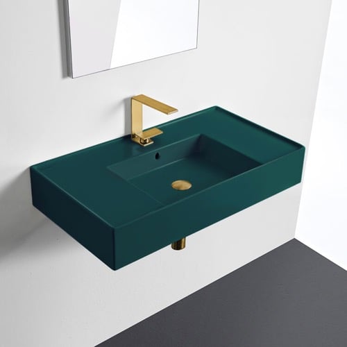 Green Bathroom Sink, Ceramic Scarabeo 5123-55